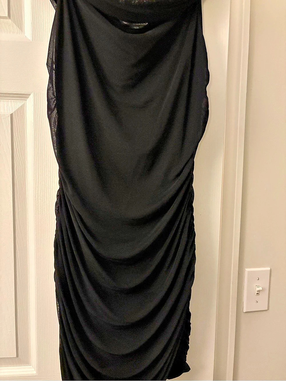 Ruched Black Midi Dress Like New